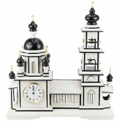 Настольные часы «Храм с колокольней» (мрамор, змеевик)