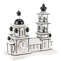 Настольные часы «Храм с колокольней» (мрамор, змеевик)