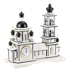 Настольные часы «Храм с колокольней» (мрамор, змеевик)