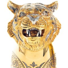 Позолоченные стопки перевёртыши «Тигр» (3 шт) в подарочном футляре