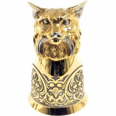 Позолоченная стопка перевёртыш «Рысь» в подарочном футляре