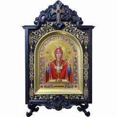Подарочная икона «Неупиваемая Чаша» из янтаря и морёного дуба