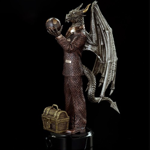 Интерьерная статуэтка «Дракон деловой» из бронзы в подарок мужчине руководителю