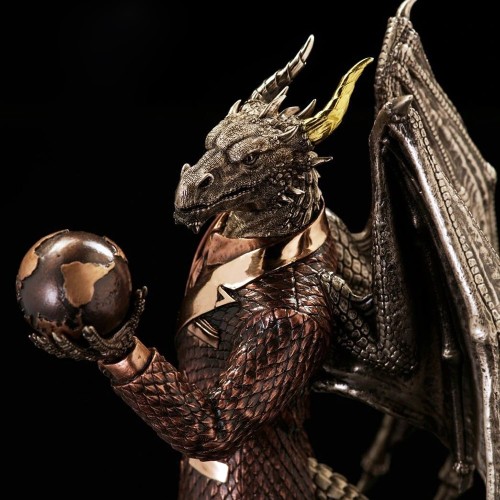 Интерьерная статуэтка «Дракон деловой» из бронзы в подарок мужчине руководителю