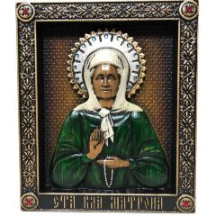 Большая резная икона «Матрона Московская» с кристаллами Сваровски