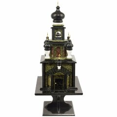 Настольные часы «Храм» из камня змеевик