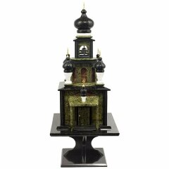 Настольные часы «Храм» из камня змеевик
