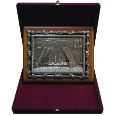 Сувенирная картина гравюра «Дворцовый мост» с видами и символикой города СПб