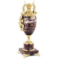 Ваза с часами «Виноград» из камня (креноид)