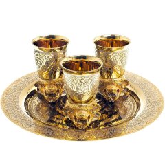 Подарочный набор 3 стопки перевёртыши «Тигр» с сувенирной тарелкой