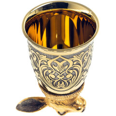 Позолоченная стопка перевёртыш «Заяц» в подарочном футляре