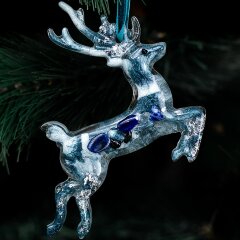 Ёлочная игрушка «Олень» из камня (содалит) в подарок к новому году купить