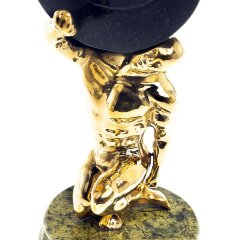 Настольные часы «Атлант» на камне (змеевик) в подарок спортсмену