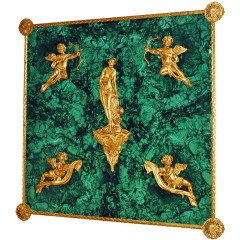 Настенное панно из малахита «MALACHITE» с объёмным бронзовым литьём