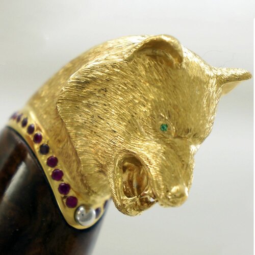 Коллекционный нож «Волк» с деревянной рукоятью в позолоченных ножнах