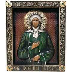 Большая резная икона «Ксения Петербургская» с кристаллами Swarovski