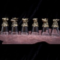Подарочный набор стопки перевёртыши «Звери» из бронзы