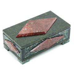 Прямоугольная шкатулка из змеевика «Ромб» для украшений