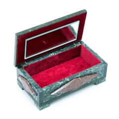 Прямоугольная шкатулка из змеевика «Ромб» для украшений