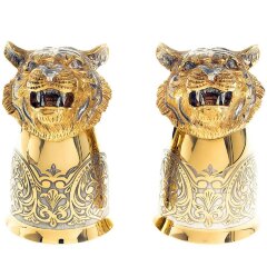 Подарочные стопки перевёртыши «Тигр» (2 шт) в деревянном футляре