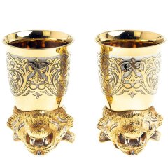 Подарочные стопки перевёртыши «Тигр» (2 шт) в деревянном футляре