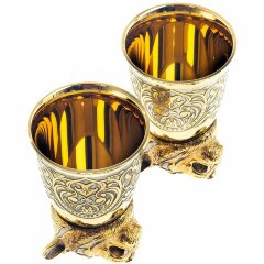 Подарочные стопки перевёртыши «Тигр» (2 шт) в деревянном футляре