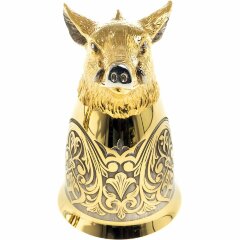 Позолоченная стопка перевёртыш «Кабан» в подарочном футляре