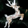 Ёлочная игрушка «Олень» из камня (розовый кварц) в подарок к новому году