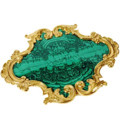 Малахитовый поднос «MALACHITE» с художественным декором