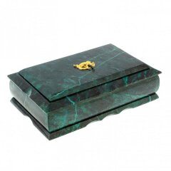 Прямоугольная шкатулка из змеевика «Малахитница» для украшений