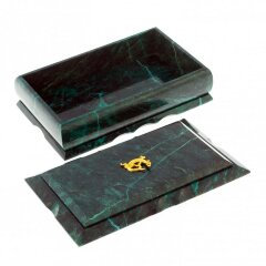 Прямоугольная шкатулка из змеевика «Малахитница» для украшений