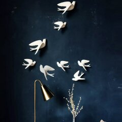 3D фигурки для декора стен «Ласточки» белого цвета (8 шт)