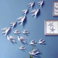 3D фигурки для декора стен «Ласточки» белого цвета (8 шт)