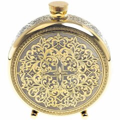 Подарочная металлическая фляжка «Тигр» в деревянном футляре