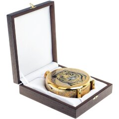 Подарочная металлическая фляжка «Тигр» в деревянном футляре