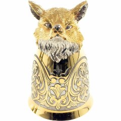 Позолоченная стопка перевёртыш «Лиса» в подарочном футляре