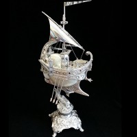Серебряный корабль ручной работы «Морской дворец» из морской раковины NAUTILUS