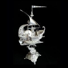 Серебряный корабль ручной работы «Морской дворец» из морской раковины NAUTILUS