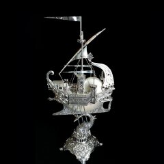 Серебряный корабль ручной работы «Морской дворец» из морской раковины NAUTILUS