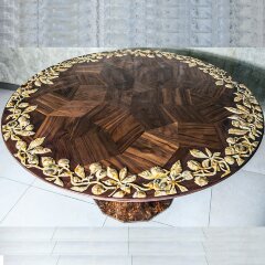 Элитный кухонный гарнитур «Гармония» из корня ореха и янтаря