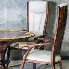 Элитный кухонный гарнитур «Гармония» из корня ореха и янтаря