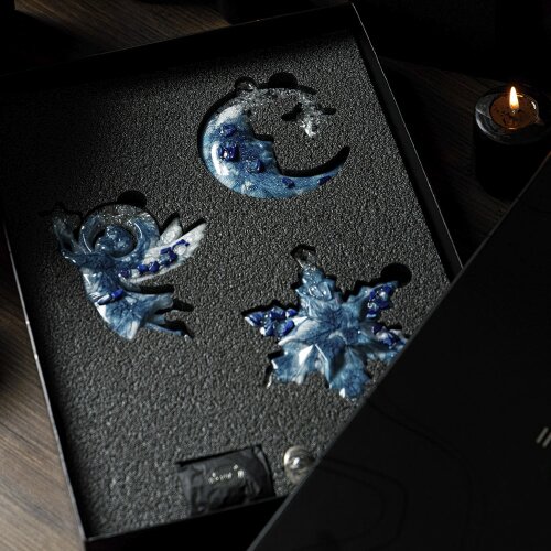 Подарочный набор из 3-х ёлочных игрушек «Рождество» (лазурит) в подарок к новому году