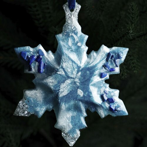 Подарочный набор из 3-х ёлочных игрушек «Рождество» (лазурит) в подарок к новому году