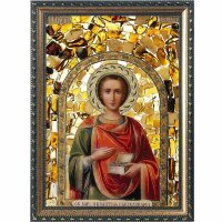 Янтарная икона «Целитель Пантелеймон» в подарок христианину