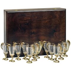 Подарочный набор лафитников «Змея кобра» в деревянном футляре (12 шт.)