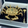 Икорница металлическая «Золотой краб» с покрытием 24 каратным золотом в подарочном футляре
