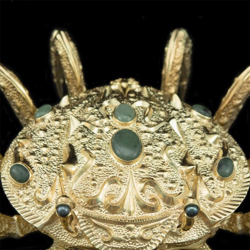 Икорница металлическая «Золотой краб» с покрытием 24 каратным золотом в подарочном футляре