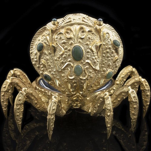 Икорница металлическая «Золотой краб» с покрытием 24 каратным золотом в подарочном футляре