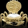Икорница металлическая «Золотой краб» с покрытием 24 каратным золотом в подарочном футляре