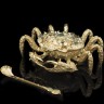 Икорница металлическая «Золотой краб» с покрытием 24 каратным золотом в подарочном футляре
